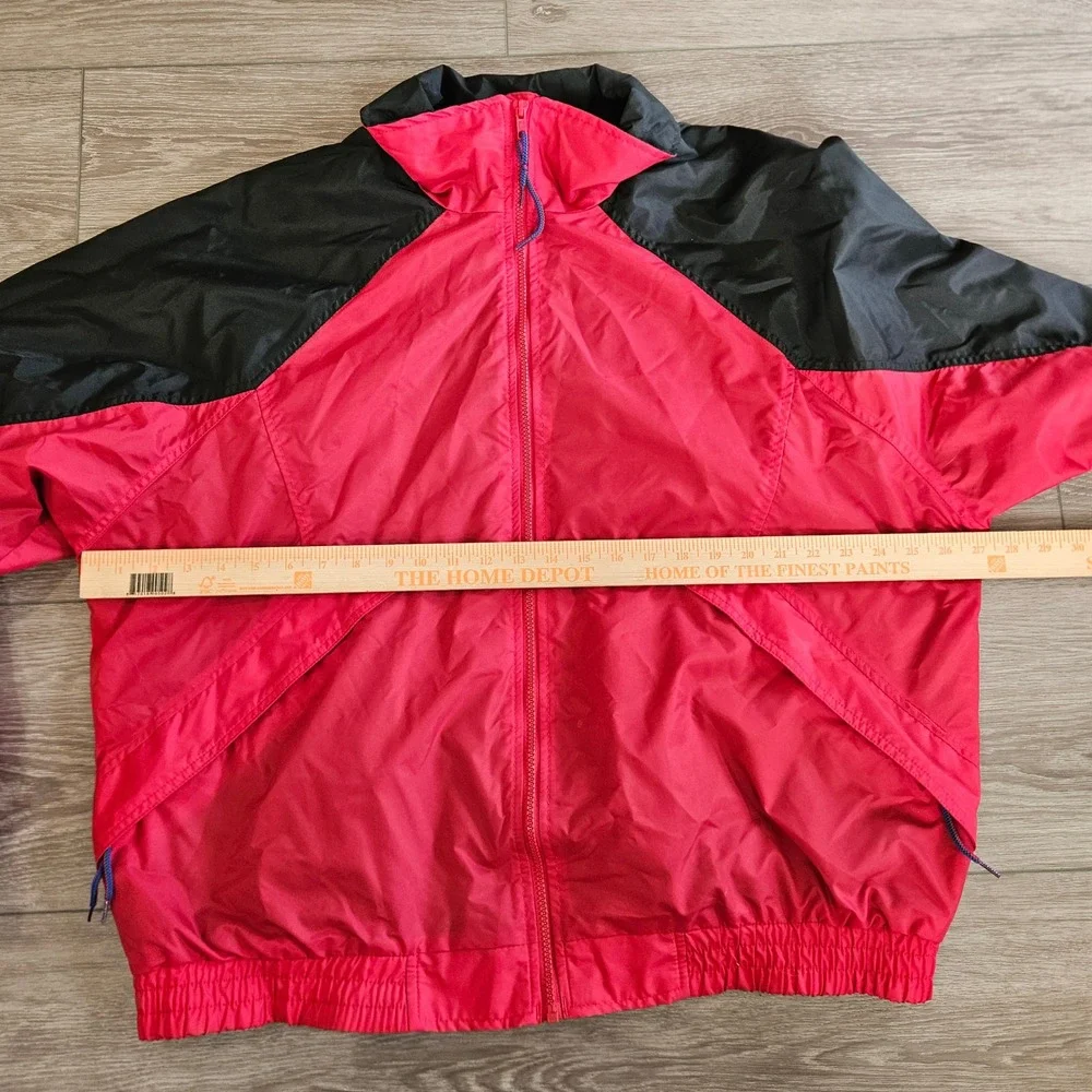 Vintage Columbia‎ Mens XL Windbreaker Jacket Red Black Full Zip Colorblock 90s